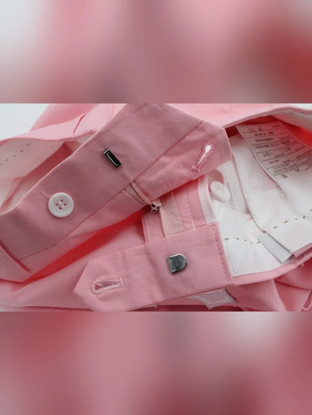 MOGU Pink Double Breasted 2-Piece Suit 30/29 Custom Cross Patches Prom Wedding